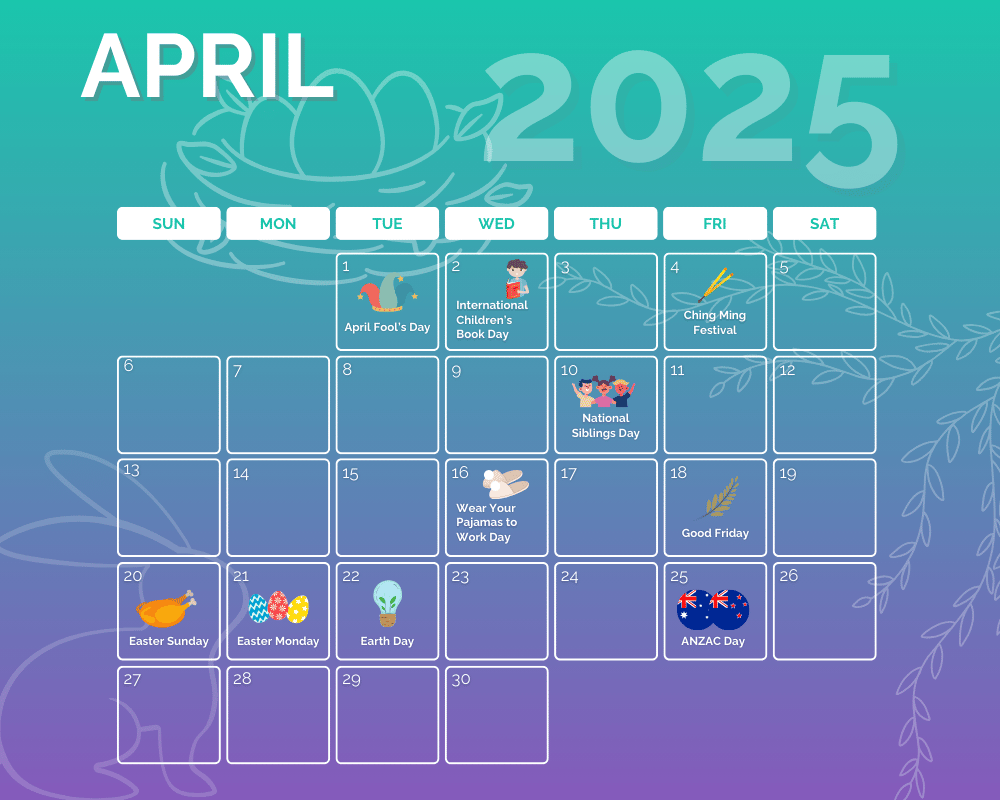 Marketing calendar for April 2025